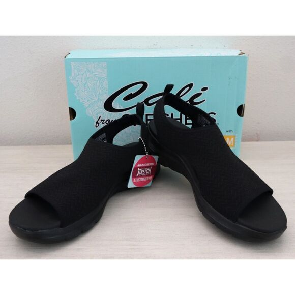 Cali x Skechers Women's Sz 9B Black Flex Appeal 4.0 “Livin’ In This” Sandals - Picture 1 of 14